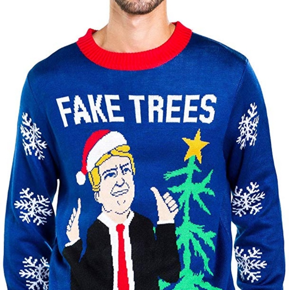 Tipsy elves Christmas knitted sweater Donald Trump